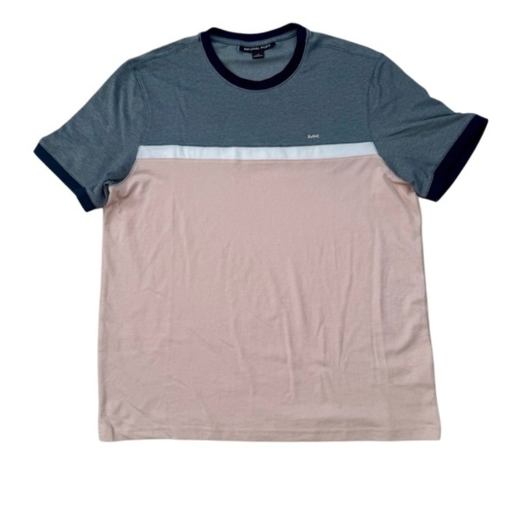 Michael Kors Men's Color Block Tee in Gray and Pink